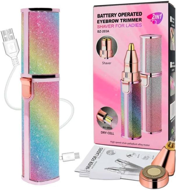 USB මගින් ආරෝපණය කළ හැකි 2-in-1 විදුලි ඇහිබැමි කපන සහ මුහුණේ රෝම ඉවත් කරන උපකරණය – අතේ ගෙන යා හැකි කුඩා ශේවරය