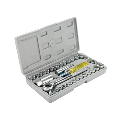 40 Pcs Socket Wrench Set – 1/4" & 3/8" Drive SAE & Metric Tool Set