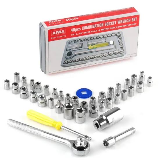 40 Pcs Socket Wrench Set – 1/4" & 3/8" Drive SAE & Metric Tool Set