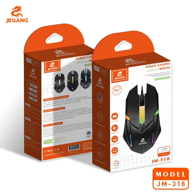 JEQANG JM-318 වයර් සහිත ක්‍රීඩා මූසිකය (Wired Gaming Mouse)