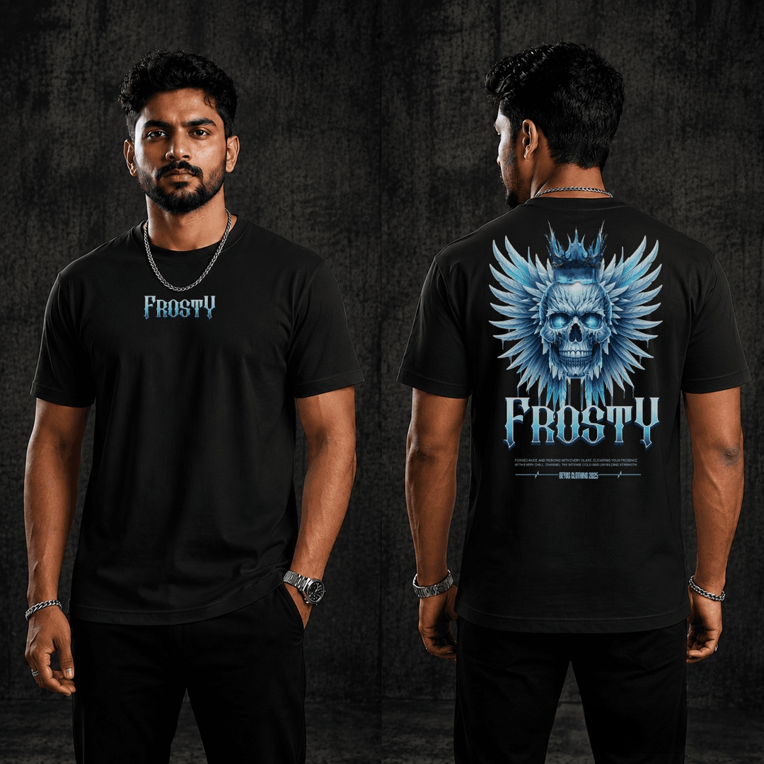 Frosty Ice Skull Graphic Regular T - shirt